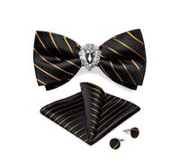 KCHYCV Men's Tie & Cufflinks Set Premium Silk Tie with Pocket Square & Cufflinks Elegant Mens Accessories Gift Set for Formal Weddings & Business Classic Design with Patterns(LH-7009-JZ0013)