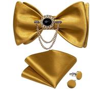 KCHYCV Men's Tie & Cufflinks Set Premium Silk Tie with Pocket Square & Cufflinks Elegant Mens Accessories Gift Set for Formal Weddings & Business Classic Design with Patterns(LH-3064 XZ-0009)