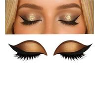 KCHYCV Reusable 3 Pair Eye Shadow Eyelash Patch 2-in-1 Eye Makeup Sticker with False Lashes & Shadow Waterproof Cosmetic Tools(Glod_3 Pairs)