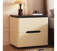 KCIOQLS Comodino Completamente Assemblato, Comodini Con Cassetti, Piano Ampio, Guide Silenziose, Design Con Angoli Arrotondati, Ideale for Gli Interni Moderni(Beige,40cm/15.7in)