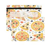 Kcldeci Astuccio con 3 fette di pizza, astuccio per matite con cerniera, per raccoglitori a 3 anelli, con finestra trasparente, per forniture da ufficio, confezione da 2, Multicolore, 9.8*7*0.1inch