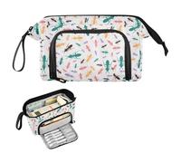 Kcldeci Astuccio con formiche verdi gialle per ragazzi e ragazze, astuccio grande per adulti con cerniera, grande scatola per matite per ragazzi per scuola ufficio, Multicolore, 9.4*3.7*5.9in
