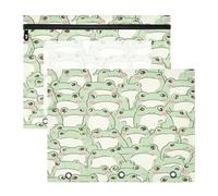 Kcldeci Astuccio per matite per raccoglitori a 3 anelli, Kawaii Cute Frogs formato A4 con cerniera, astuccio per ragazze e ragazzi, astuccio trasparente per raccoglitori