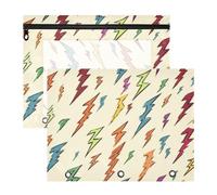 Kcldeci Astuccio per raccoglitori a 3 anelli, colorato fulmine bulloni, formato A4, con cerniera, per ragazze e ragazzi, astuccio trasparente per raccoglitori