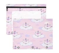 Kcldeci Astuccio per raccoglitori a 3 anelli, Happy Pig on Clouds, formato A4, con cerniera, per ragazze e ragazzi, astuccio trasparente per raccoglitori