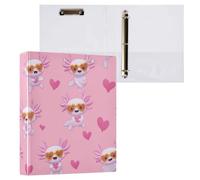 Kcldeci Axolotl - Raccoglitore a 3 anelli, con occhiali da sole, 3,8 cm, con tasche interne, per scuola, ufficio, ricette, 1 confezione