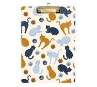 Kcldeci Blue Cats - Lavagnetta portablocco in acrilico, formato A4, formato lettera, per scuola, scuola, ufficio, per bambini, studenti, insegnanti, oro, 30,5 x 22,9 cm