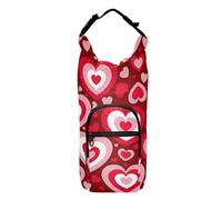 Kcldeci Borsa a tracolla isolata con motivo a cuori rossi e rosa, per San Valentino, con tracolla e tasche, per uomo e donna, Multicolore, Taglia unica