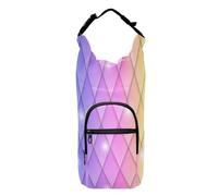 Kcldeci Borsa porta bottiglia d'acqua, a scacchi arcobaleno, con unicorno lucido, isolata, con tracolla e tasche, per uomo/donna, per camminare, escursionismo, campeggio, Multicolore, Taglia unica