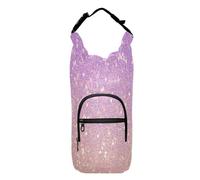Kcldeci Borsa porta bottiglia d'acqua, colore giallo viola sfumato glitterato, isolata, con tracolla e tasche, per uomo/donna, per camminare, escursionismo, campeggio, Multicolore, Taglia unica