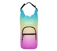 Kcldeci Borsa porta bottiglia d'acqua, con glitter arcobaleno, custodia isolata per bottiglia d'acqua con tracolla e tasche, per uomo/donna, passeggiate, escursionismo, campeggio, Multicolore, Taglia
