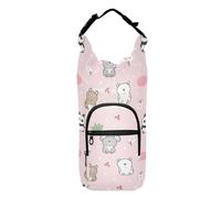 Kcldeci Borsa porta bottiglia d'acqua con simpatico orso in stile cartone animato, koala e panda, isolata, borsa a tracolla con tracolla e tasche, per uomini e donne, Multicolore, Taglia unica