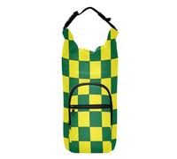 Kcldeci Borsa porta bottiglia d'acqua, quadrata, verde, gialla, isolata, con tracolla e tasche, per uomo/donna, passeggiate, escursionismo, campeggio, Multicolore, Taglia unica