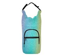 Kcldeci Borsa porta bottiglia d'acqua, scintillante arcobaleno glitterato, isolata, con tracolla e tasche, per uomo/donna, passeggiate, escursionismo, campeggio, Multicolore, Taglia unica