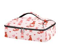 Kcldeci Borsa termica isolata per alimenti caldi o freddi, con graziosi gnomi rossi, rosa, cuori, San Valentino, per grigliate, feste, picnic, lasagne, Multicolore, Taglia unica, casa