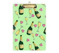 Kcldeci Bottiglie di Champagne Cuori Acrilico Appunti Lettera Standard A4 Formati Appunti per Classe, Insegnanti Donne Clip Board Ufficio Scuola Forniture Oro 30,5 x 22,9 cm