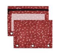 Kcldeci Candy Cane Designs Astuccio per raccoglitore a 3 anelli, astuccio con cerniera, astuccio trasparente per cancelleria da ufficio e scuola