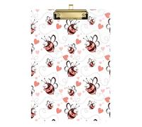 Kcldeci Carina ape innamorata e cuori in acrilico tavoletta portablocco formato A4 standard per classe, insegnante donna, clip board ufficio scuola forniture argento 30,5 x 22,9 cm
