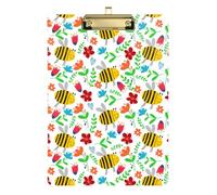 Kcldeci Carine api Fiori e Cuori Acrilico Appunti Lettera Standard Formato A4 Appunti per Classe, Insegnante Donne Clip Board Ufficio Scuola Forniture Argento 30,5 x 22,9 cm