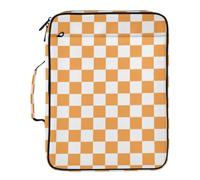 Kcldeci Cartella portadocumenti espandibile con raccoglitore a 3 anelli, arancione, bianco, a quadretti, 500 fogli, borsa per raccoglitori portatile per scuola, ufficio, viaggi