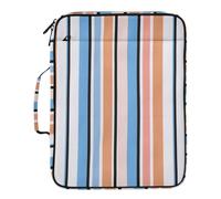 Kcldeci Cartella portadocumenti espandibile con raccoglitore a 3 anelli, blu, arancione, bianco, a righe, 500 fogli, portatile, per scuola, ufficio, viaggi