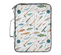 Kcldeci Cartella portadocumenti espandibile con raccoglitore a 3 anelli, canne da pesca, esche da pesca, 500 fogli, borsa portatile per scuola, ufficio, viaggi