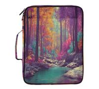 Kcldeci Cartella portadocumenti espandibile con raccoglitore a 3 anelli colorato foresta autunnale albero 500 fogli borsa portatile per scuola ufficio viaggi