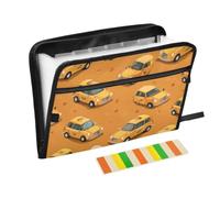 Kcldeci Cartella portadocumenti espandibile, taxi giallo su arancione | Organizer per documenti a fisarmonica con 13 tasche, formato A4, per documenti e ricevute