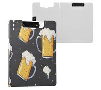 Kcldeci Cartellina portablocco pieghevole, divertente tazza di birra gialla, formato A4, con portapenne, copertina per documenti, cartella di lavoro