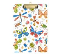 Kcldeci Cartelline portablocco in acrilico, formato A4, con farfalle, coleotteri, libellule, per classe, insegnanti, donne, ufficio, scuola, oro, 30,5 x 22,9 cm