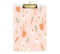 Kcldeci Cartoni animati coniglietto margherita acrilico portablocco standard A4 formato lettera clip board per aula scuola e ufficio uso per bambini, studenti, insegnanti, argento 30,5 x 22,9 cm