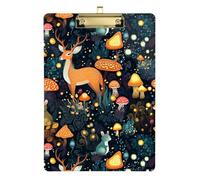 Kcldeci Cervo nella notte magica Acrilico Appunti Standard Lettera A4 Formati Appunti per Classe, Insegnante Donne Clip Board Ufficio Scuola Forniture Oro 30,5 x 22,9 cm