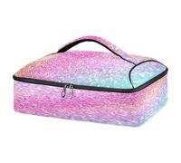 Kcldeci Contenitore termico isolato per alimenti caldi o freddi, borsa per alimenti caldi o freddi, borsa tote isolante con glitter arcobaleno per potluck cookout, feste, picnic, lasagne, Multicolore,