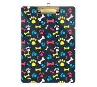 Kcldeci Cool Pet Dog Paw Prints and Bones Acrilico Appunti Lettera Standard A4 Formati Appunti per Classe, Insegnanti Donne Clip Board Ufficio Scuola Forniture Oro 30,5 x 22,9 cm