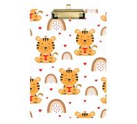 Kcldeci Funny Tigers Cuori e Arcobaleno Acrilico Appunti Lettera Standard A4 Appunti per Classe, Insegnanti Donne Clip Board Ufficio Scuola Forniture Oro 30,5 x 22,9 cm