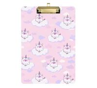 Kcldeci Happy Pig on Clouds - Tavoletta portablocco in acrilico, formato A4, per infermieristica, in pannello rigido, per forniture per ufficio, scuola, argento, 30,5 x 22,9 cm