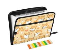 Kcldeci Kawaii Shiba Inu - Cartella portadocumenti espandibile a fisarmonica, 13 tasche, formato A4, formato lettera, documenti, ricevute, cartelle per archiviazione, per classe, casa, ufficio e