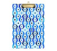 Kcldeci Portablocco in acrilico con perline turche contro il malocchio, formato A4, portablocco per classe, insegnanti, donne, forniture per ufficio e scuola, argento 30,5 x 22,9 cm