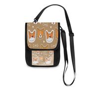 Kcldeci Portafogli da viaggio Borse per telefono Borse a tracolla Cartone animato Corgi Dog Face Travel Neck Pouch Porta passaporto per donne e uomini, Multicolore, Taglia unica, casual