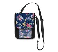 Kcldeci Portafogli da viaggio, borse per telefono, borse a tracolla, fiori rosa tropicali e foglie, borsa da viaggio per il collo, porta passaporto, per donne e uomini, Multicolore, Taglia unica,