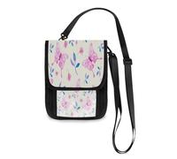 Kcldeci Portafogli da viaggio, borse per telefono, borse a tracolla, magiche farfalle rosa, fiori, borsa da viaggio per il collo, porta passaporto, per donne e uomini, Multicolore, Taglia unica,