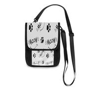 Kcldeci Portafogli da viaggio borse per telefono borse a tracolla Meow Lettering Whiskers Smile Cat Paw Prints Travel Neck Pouch Porta passaporto per donne e uomini, Multicolore, Taglia unica, Casual