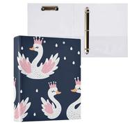 Kcldeci Raccoglitore a 3 anelli con copertina rigida, 3,8 cm, con cigni in stile cartone animato, organizer per 200 fogli per ufficio, casa, rientro a scuola, confezione da 1