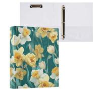 Kcldeci Raccoglitore a 3 anelli con copertina rigida, 3,8 cm, con narcisi ad acquerello, organizer per 200 fogli per ufficio/casa/rientro a scuola, confezione da 1