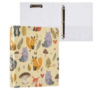 Kcldeci Raccoglitore a 3 anelli con copertina rigida, animali della foresta come cervi, anelli rotondi da 3,8 cm, con tasche interne, per scuola, ufficio, ricette, 1 confezione