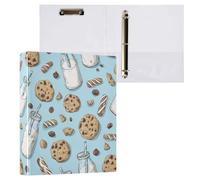 Kcldeci Raccoglitore a 3 anelli con copertina rigida, biscotti e bottiglie di latte, anelli rotondi da 3,8 cm, con tasche interne, per scuola, ufficio, ricette, 1 confezione
