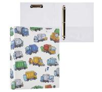 Kcldeci Raccoglitore a 3 anelli con copertina rigida, camion della spazzatura da 3,8 cm, anelli rotondi con tasche interne, per scuola, ufficio, ricette, carte, 1 confezione
