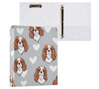 Kcldeci Raccoglitore a 3 anelli con copertina rigida, Cavalier King Charles Dog2, anelli rotondi da 3,8 cm, con tasche interne, per scuola, ufficio, ricette, raccoglitori, confezione da 2