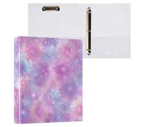 Kcldeci Raccoglitore a 3 anelli con copertina rigida, colore viola e rosa, anelli rotondi da 3,8 cm, con tasche interne, per scuola, ufficio, ricette, 1 confezione