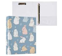 Kcldeci Raccoglitore a 3 anelli con copertina rigida, coniglietti e conigli, anelli rotondi da 3,8 cm, con tasche interne, per scuola, ufficio, ricette, 1 confezione